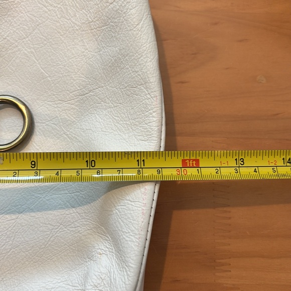 Avorio genuine leather crossbody bag in white with blue trim. - Picture 10 of 10